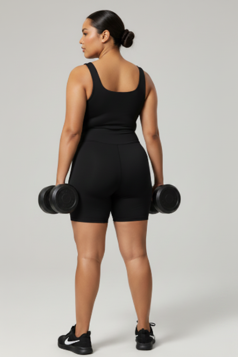 Back Pose Black Dumbbells