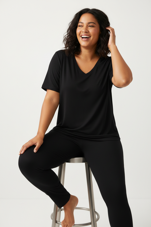 Casual Curve Set – Black top, Black leggings, new model