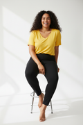 Casual Curve Set – Yellow top, Black leggings, new pose