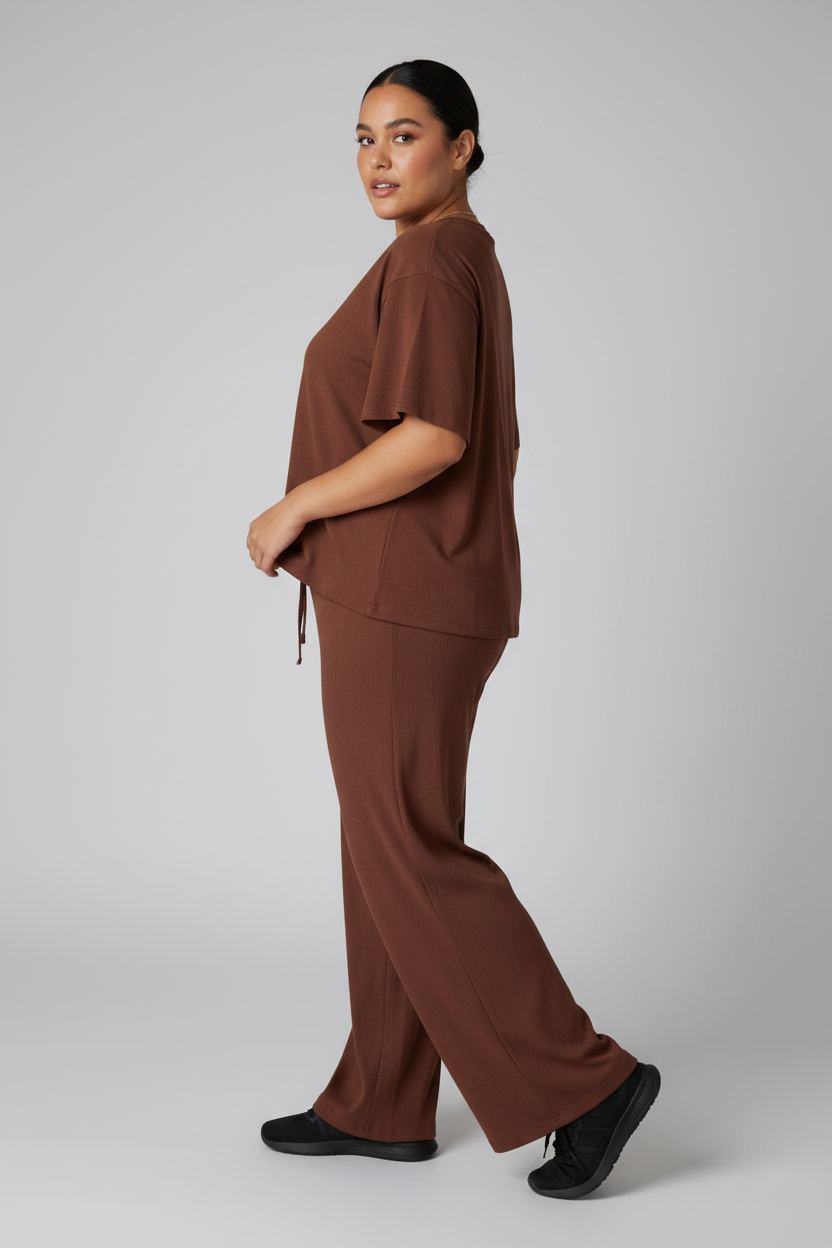 Chocolate Brown Two-Piece Set - 2XL Samoan Model