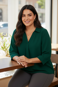 Emerald Green Chiffon Top – Café Setting