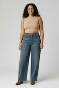 Front View Medium Blue Grey-Teal Denim