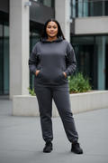 Women's Oversized Hoodie & Jogger Tracksuit Set - Dark Grey, Size 2XL, Henderson