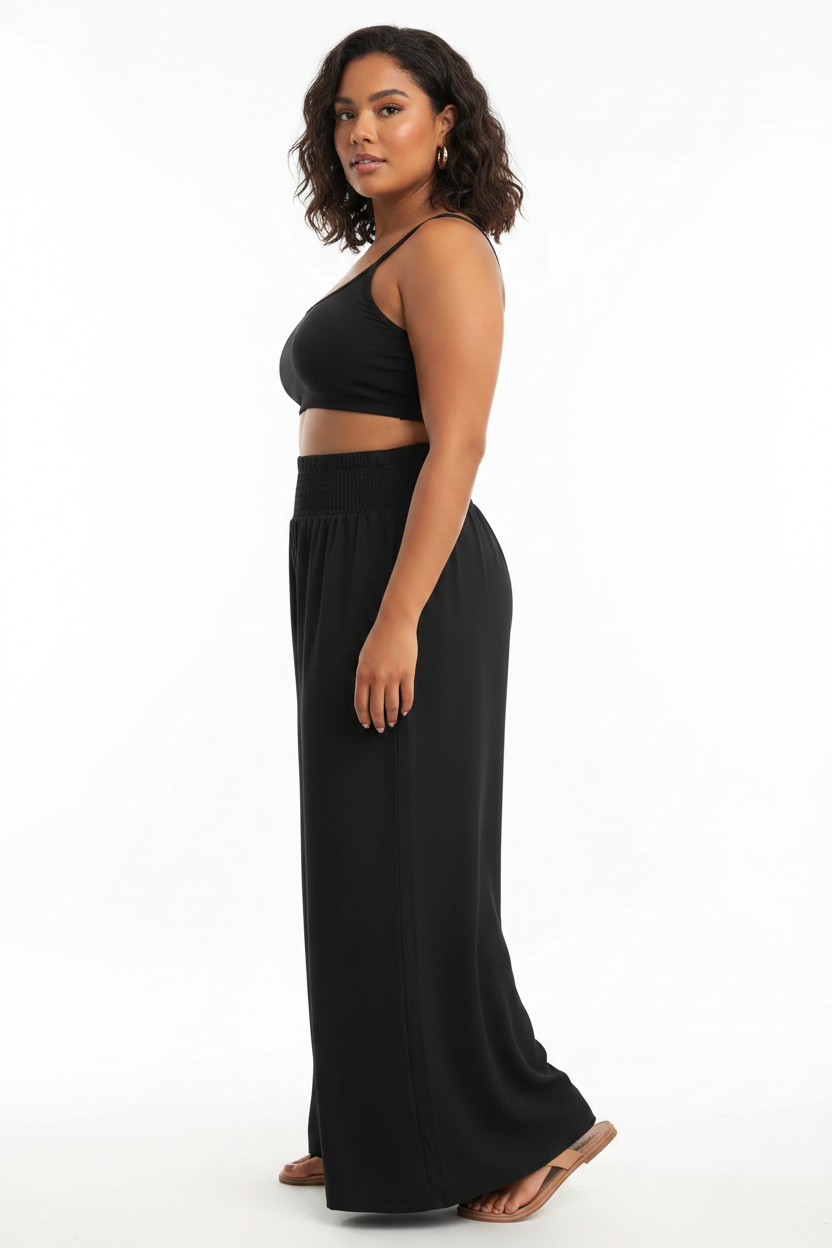 High Waist Flare Pants - side profile view