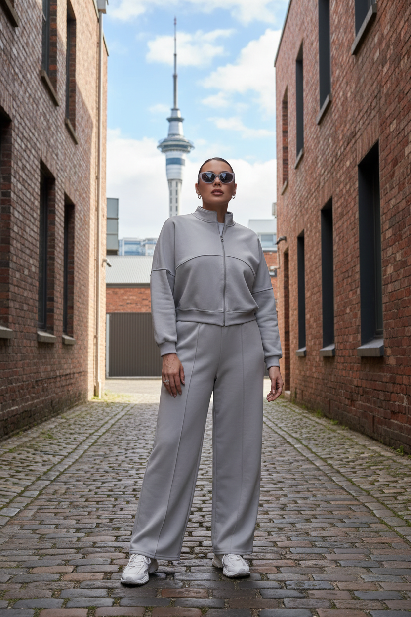 Women's Relaxed Hoodie Tracksuit Set - Light Grey