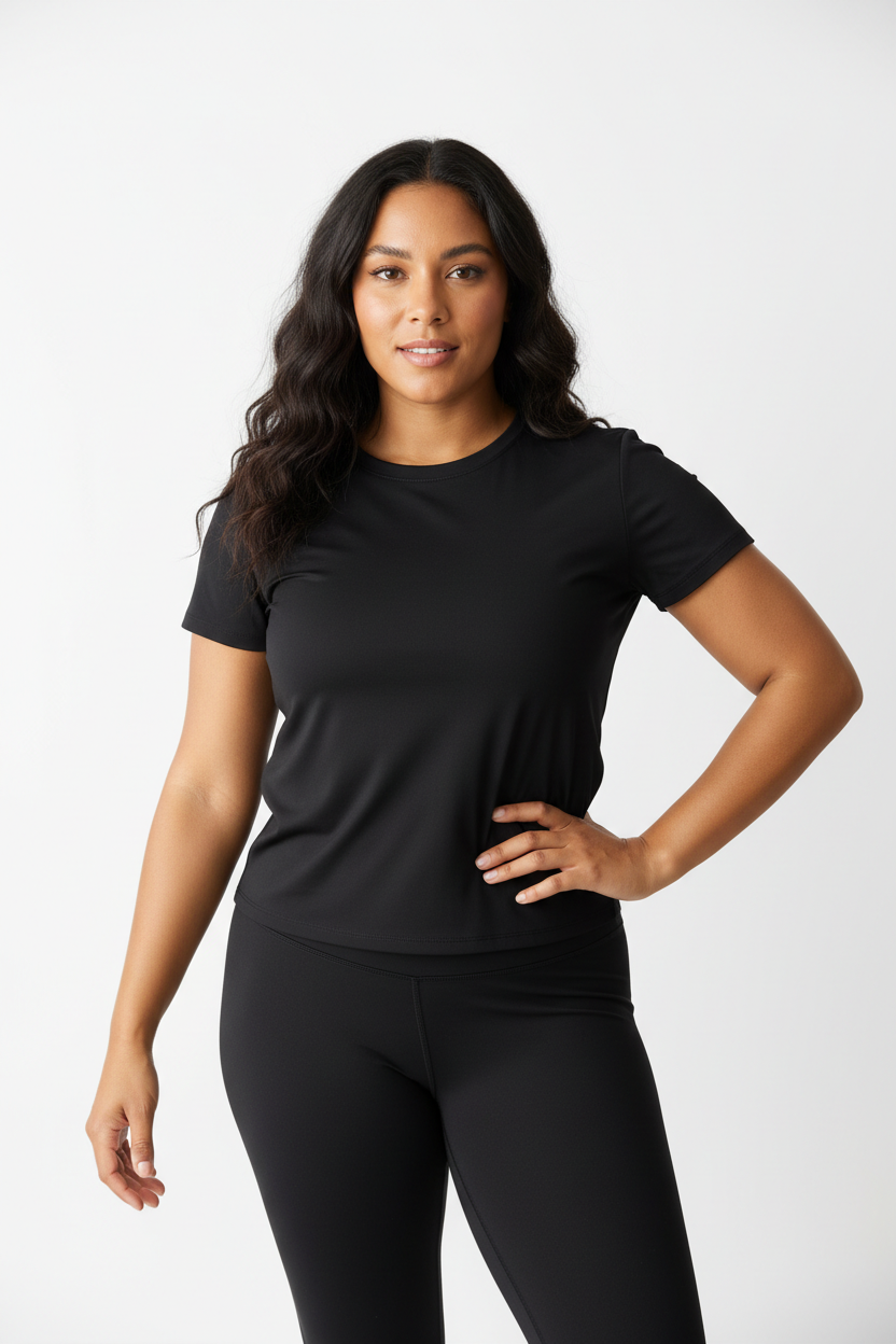 Quick-Dry Workout Top – Black, Pacific Islander