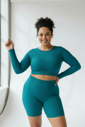 Teal Blue Long Sleeve Seamless Set