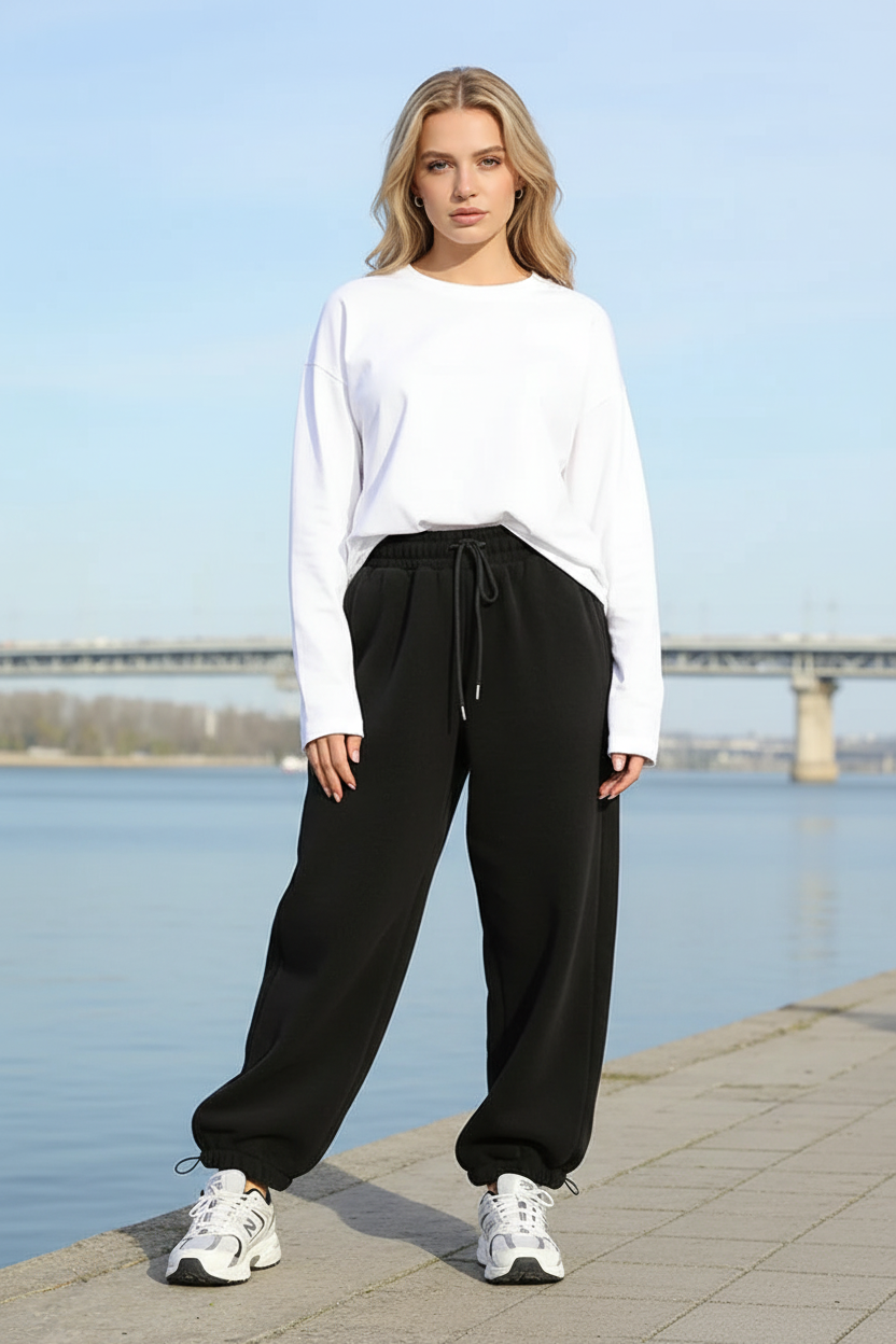 Velvet Harem Pants - Black Standing